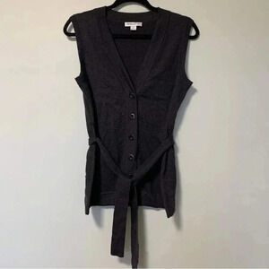 Pendleton grey  100% merino wool belted vest cardigan